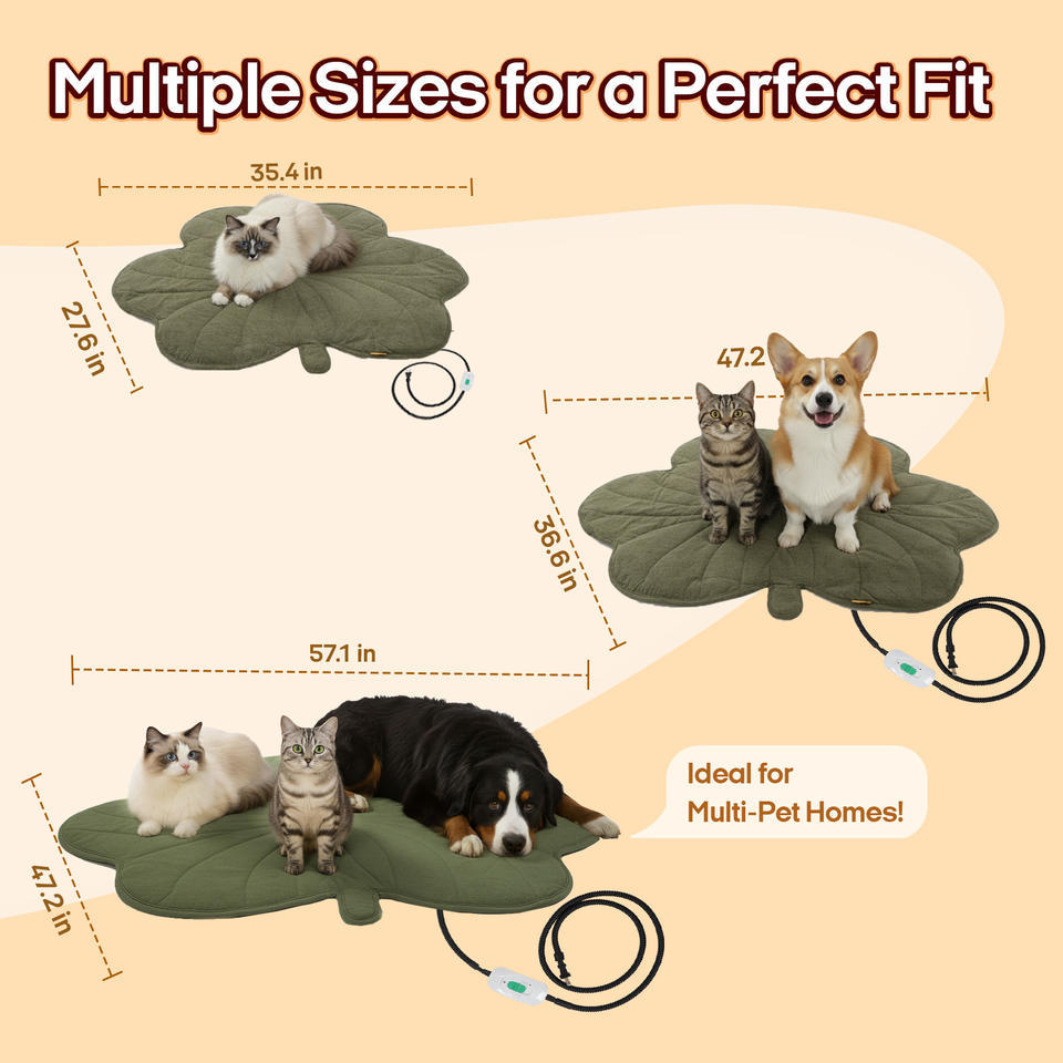 The Ultimate Warming Station: Natural-Leaf Pet Heating Pad for Cats & Dogs