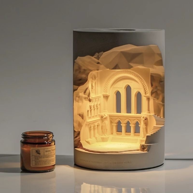 European Carved Aroma Candle Lamp – Vintage 3D Relief Glow Warmer