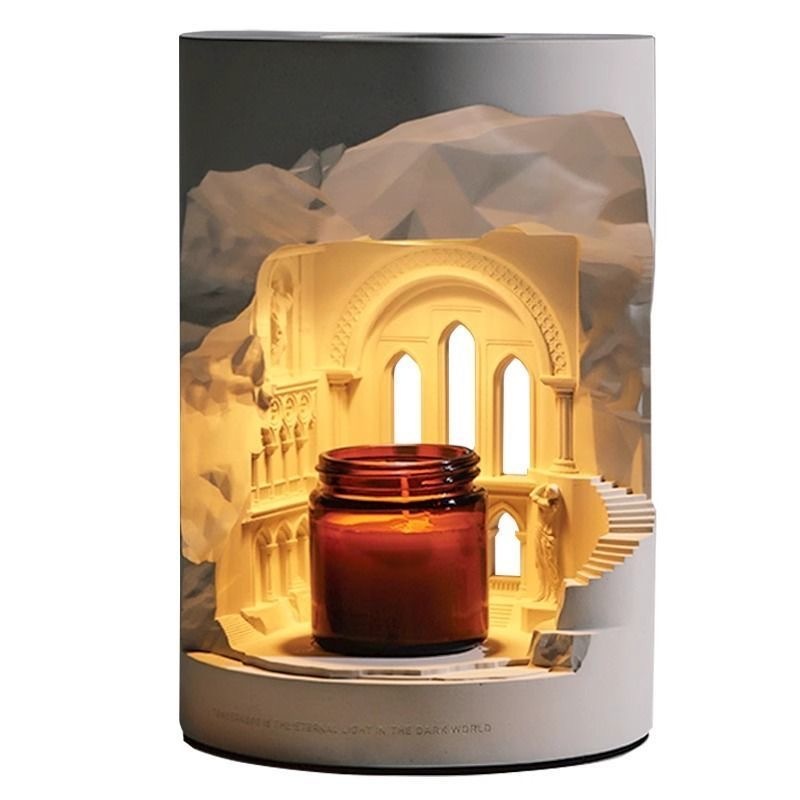 European Carved Aroma Candle Lamp – Vintage 3D Relief Glow Warmer