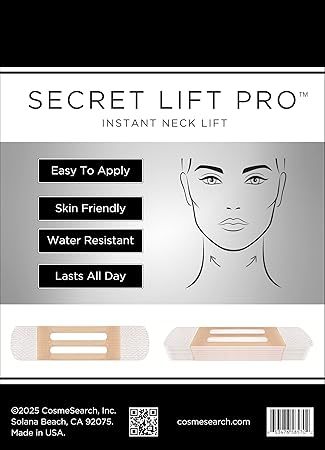 CosmeSearch, Inc. Secret Lift Pro - Instant Neck Lift Tapes and Bands Pre-Assembled Jaw Jowl Neck Tape