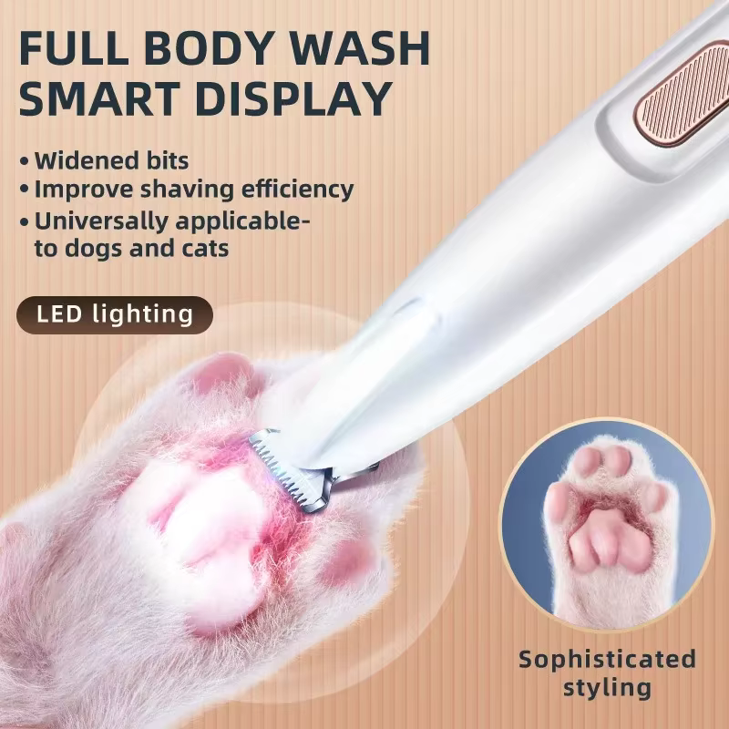 NEW Dog Paw Trimmer with LED Light Fully Waterproof Pet Hair Trimmer