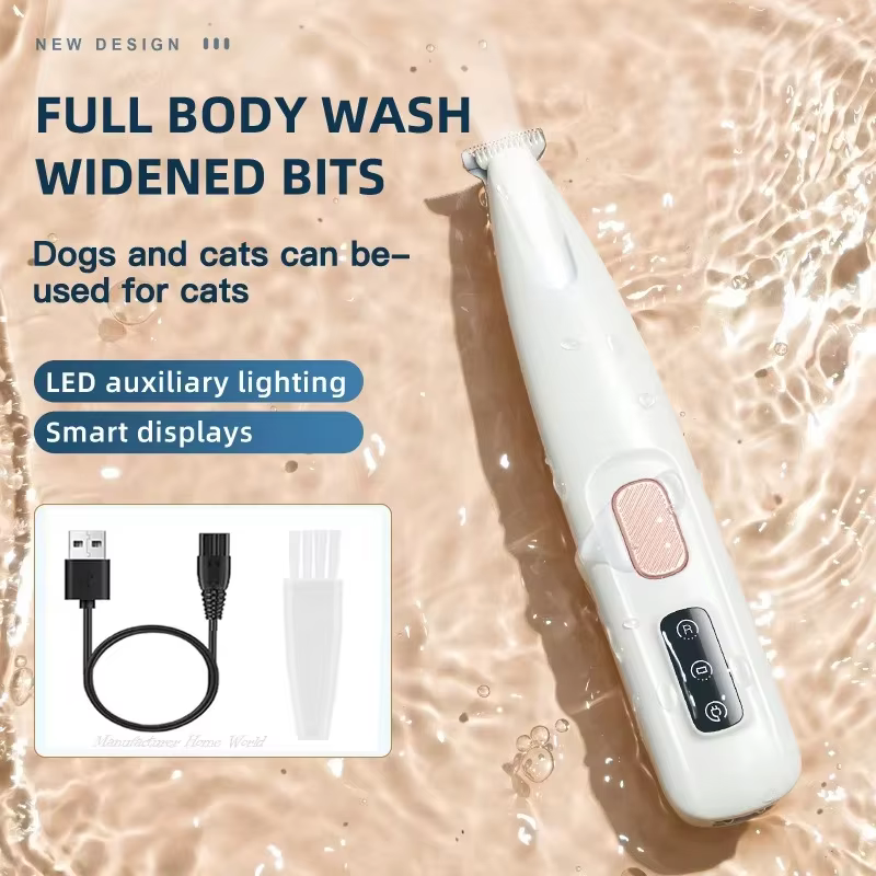 NEW Dog Paw Trimmer with LED Light Fully Waterproof Pet Hair Trimmer