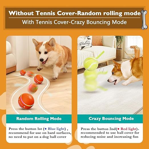 Interactive Dog Toy Ball, Durable Motion-Activated Automatic Rolling Ball Toy, Suitable for Small/Medium/Large Dogs.