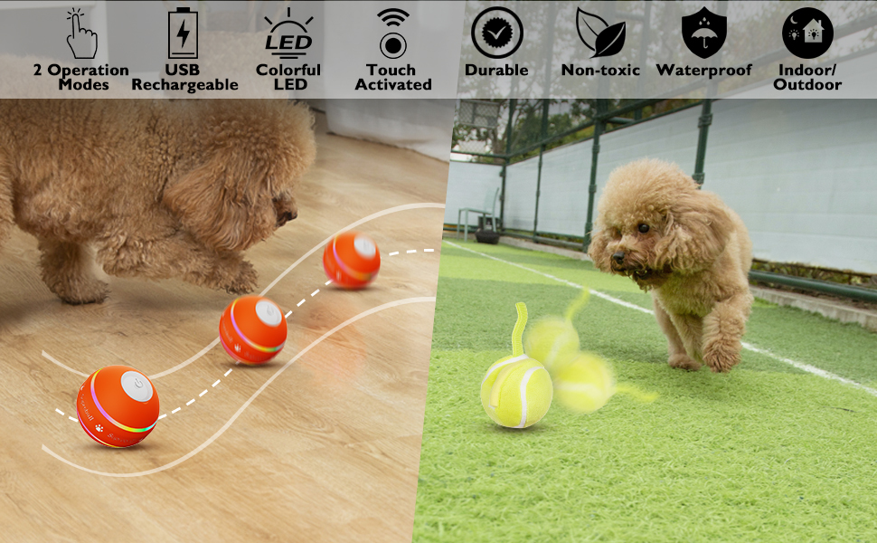 Interactive Dog Toy Ball, Durable Motion-Activated Automatic Rolling Ball Toy, Suitable for Small/Medium/Large Dogs.