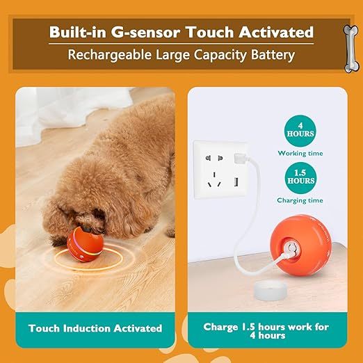 Interactive Dog Toy Ball, Durable Motion-Activated Automatic Rolling Ball Toy, Suitable for Small/Medium/Large Dogs.