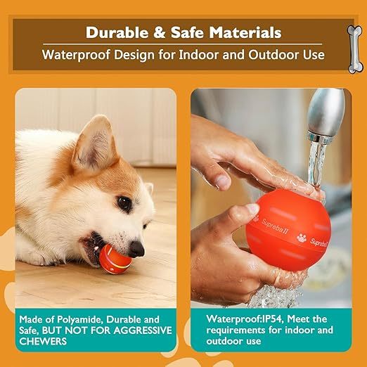 Interactive Dog Toy Ball, Durable Motion-Activated Automatic Rolling Ball Toy, Suitable for Small/Medium/Large Dogs.