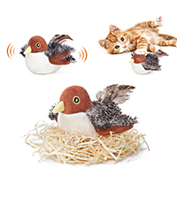Rechargeable Flapping Bird Sparrow with Realistic Chirping Sounds Touch-Activated Interactive Cat Toy for Kittens