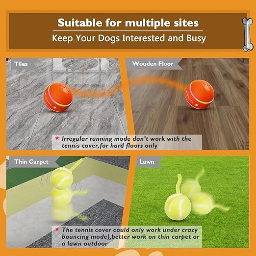 Interactive Dog Toy Ball, Durable Motion-Activated Automatic Rolling Ball Toy, Suitable for Small/Medium/Large Dogs.