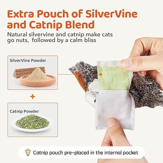 Rechargeable Flapping Bird Sparrow with Realistic Chirping Sounds Touch-Activated Interactive Cat Toy for Kittens