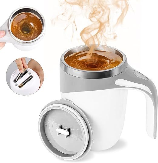 Automatic Magnetic Stirring Coffee Cup Magnetic Stirring Rotating Cup Dual-Use Stirring Cup for Home, Office, and Travel Stainless Steel Automatic Stirring Cup Suitable for Coffee/Milk/Tea/Hot Chocolate