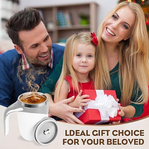Automatic Magnetic Stirring Coffee Cup Magnetic Stirring Rotating Cup Dual-Use Stirring Cup for Home, Office, and Travel Stainless Steel Automatic Stirring Cup Suitable for Coffee/Milk/Tea/Hot Chocolate