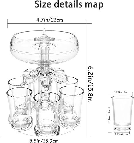 6 Shot Glass Dispenser And Holder,Bar Shot Dispenser,Cocktail Dispenser