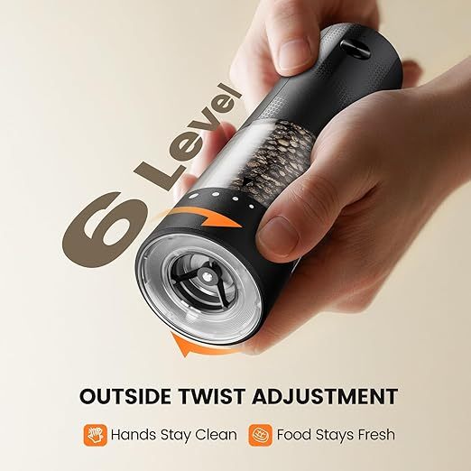 Electric Salt and Pepper Grinder Set - Rechargeable Automatic Salt and Pepper Shakers, Kitchen Appliances with External Adjustable Coarseness, Larger Hopper for Cooking, Home Gifts