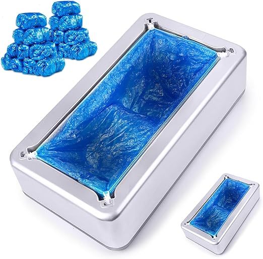 Shoe Cover Dispenser (Includes 100 Disposable Anti-Slip Shoe Covers) This user-friendly and reliable shoe cover dispenser is ideal for indoor environments (Silver model).