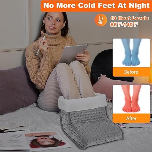 Under-desk foot warmer – Unisex electric foot pad featuring 10 temperature settings and 3 timer options, with automatic shut-off function. Machine washable. Ideal for home and office use as a winter Christmas gift.