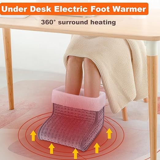 Under-desk foot warmer – Unisex electric foot pad featuring 10 temperature settings and 3 timer options, with automatic shut-off function. Machine washable. Ideal for home and office use as a winter Christmas gift.