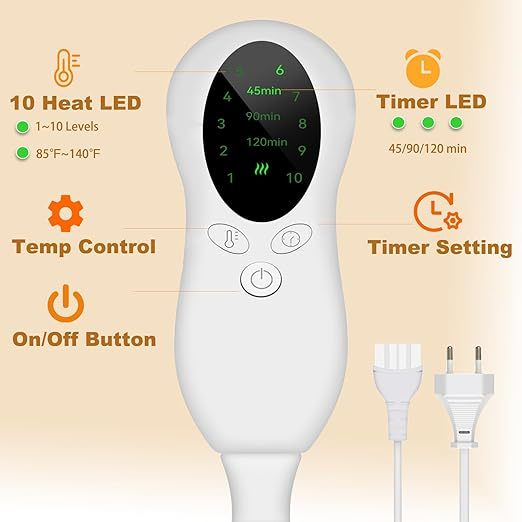 Under-desk foot warmer – Unisex electric foot pad featuring 10 temperature settings and 3 timer options, with automatic shut-off function. Machine washable. Ideal for home and office use as a winter Christmas gift.