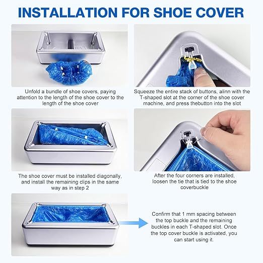Shoe Cover Dispenser (Includes 100 Disposable Anti-Slip Shoe Covers) This user-friendly and reliable shoe cover dispenser is ideal for indoor environments (Silver model).