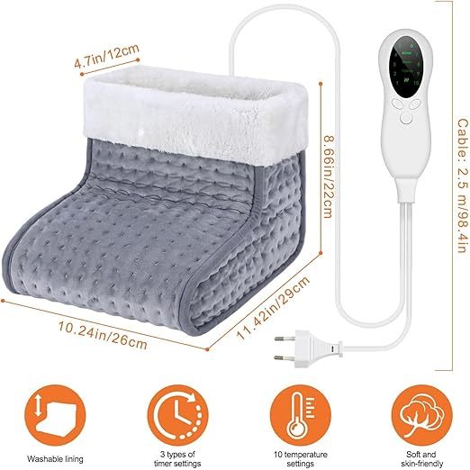 Under-desk foot warmer – Unisex electric foot pad featuring 10 temperature settings and 3 timer options, with automatic shut-off function. Machine washable. Ideal for home and office use as a winter Christmas gift.