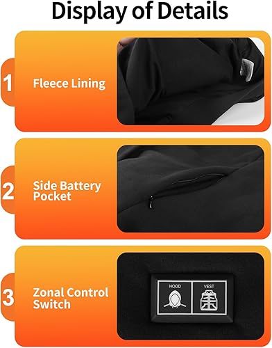 Heated Hoodie for Men Women with 7.4V 12000mAh Rechargeable Battery Pack, Unisex Pullover Heated Sweatshirt