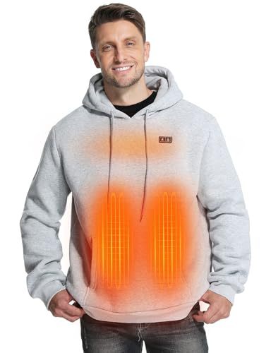 Heated Hoodie for Men Women with 7.4V 12000mAh Rechargeable Battery Pack, Unisex Pullover Heated Sweatshirt
