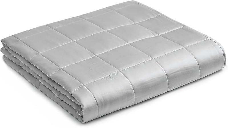 Cooling Weighted Blanket — 100% Cooling Oeko-Tex Certified Material with Premium Glass Beads (Light Grey, 48''x72'' 20lbs), Suit for One Person(~190lb) Use on Twin/Full Bed