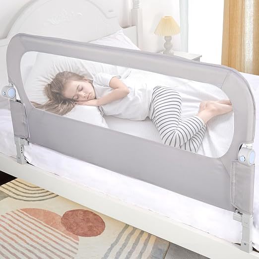 Baby Bed Rail Guard for Toddlers - 58.7" Toddler Bed Rails for Twin, Full, Queen, King Bunk Size Bed Swing Down Bedrail Extral Tall Child Safety Side Railing Guards for Kids