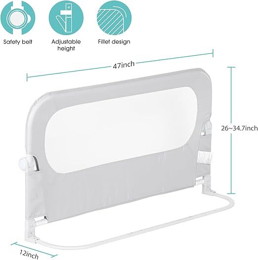 Baby Bed Rail Guard for Toddlers - 58.7" Toddler Bed Rails for Twin, Full, Queen, King Bunk Size Bed Swing Down Bedrail Extral Tall Child Safety Side Railing Guards for Kids