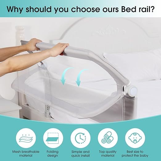 Baby Bed Rail Guard for Toddlers - 58.7" Toddler Bed Rails for Twin, Full, Queen, King Bunk Size Bed Swing Down Bedrail Extral Tall Child Safety Side Railing Guards for Kids