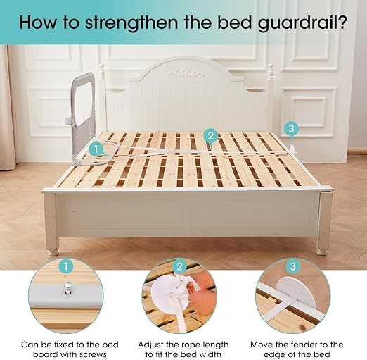 Baby Bed Rail Guard for Toddlers - 58.7" Toddler Bed Rails for Twin, Full, Queen, King Bunk Size Bed Swing Down Bedrail Extral Tall Child Safety Side Railing Guards for Kids