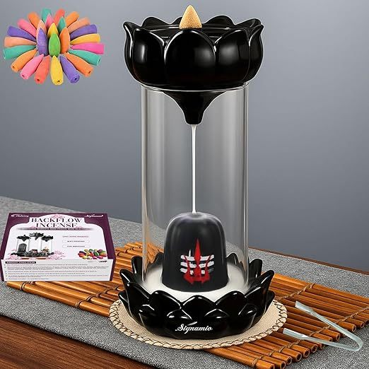 Shivling Smoke Fountain | Ceramic Backflow Incense Burner With Lord Shiva Idol