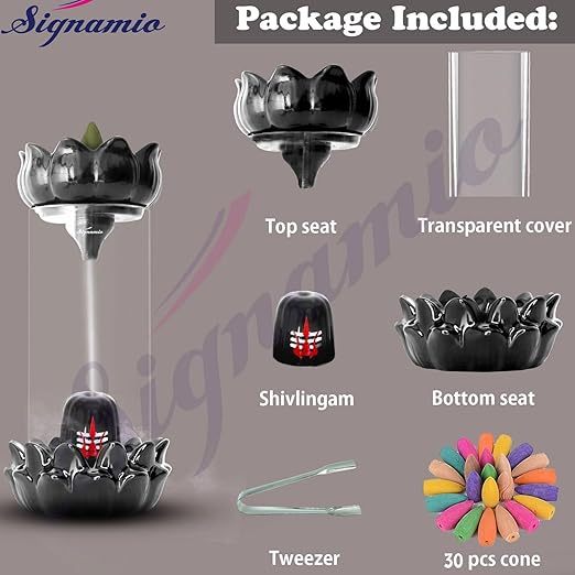 Shivling Smoke Fountain | Ceramic Backflow Incense Burner With Lord Shiva Idol