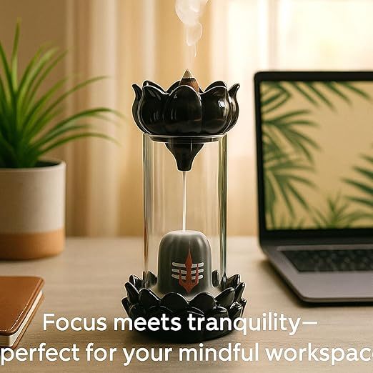 Shivling Smoke Fountain | Ceramic Backflow Incense Burner With Lord Shiva Idol