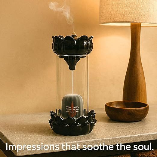 Shivling Smoke Fountain | Ceramic Backflow Incense Burner With Lord Shiva Idol