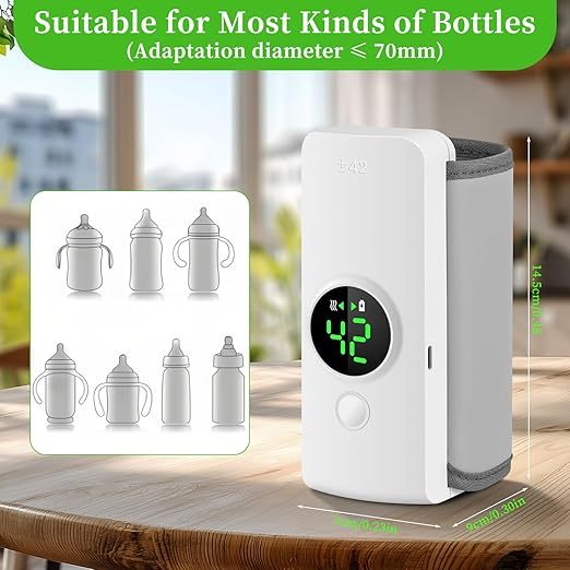 Portable Bottle Warmer for Travel, Fast Warming Comfortable Baby Feeding On The Go, Waterless Milk Warming with Battery-Powered for Home Outdoor