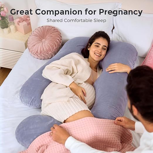 Gratitude Season! Maternity Pillow, U-Shaped Full-Body Pregnancy Pillow with Removable Pillowcase - Provides back, leg, abdominal, and hip support for expectant mothers.