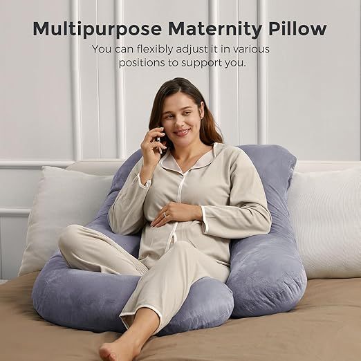 Gratitude Season! Maternity Pillow, U-Shaped Full-Body Pregnancy Pillow with Removable Pillowcase - Provides back, leg, abdominal, and hip support for expectant mothers.