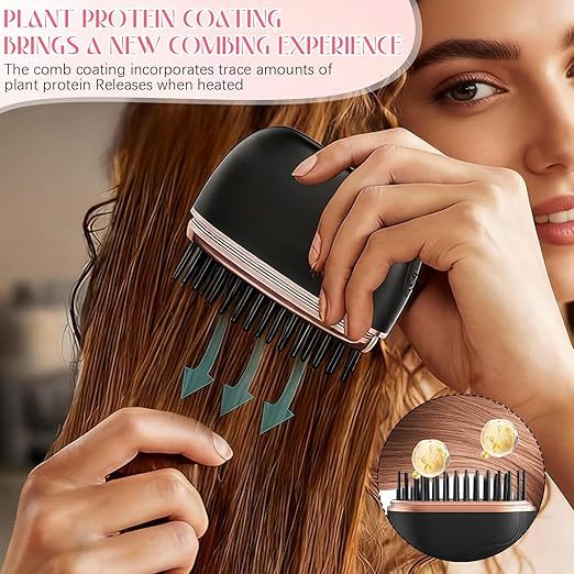 💥💥💥 Limited Time 50% Off 💥💥💥 Mini Hair Straightener, Portable Electric Straightening Comb 30-Second Rapid Heating, Rechargeable Thermal Comb Travel Wireless Straightening Comb