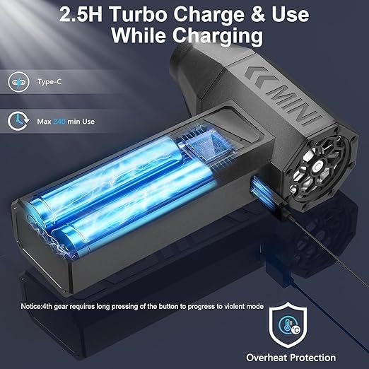 🔥🔥🔥Thanksgiving Giveaway Season🔥🔥🔥 High-Speed Brushless Mini Portable Fan with Turbo Fan Blower Outdoor Handheld Cordless Hair Dryer