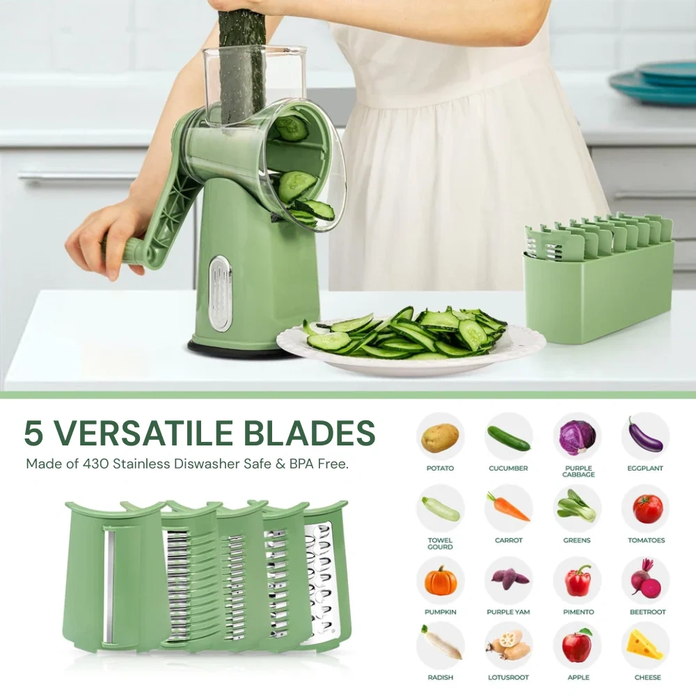 🔥 Flash Sale | Top Sellers Now 50% Off 🔥 5-in-1 Rotating Cheese Grater/Vegetable Slicer