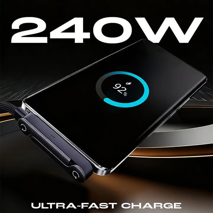 🔥 Flash Sale | Top Sellers Now 50% Off 🔥 240W Braided Fast Charging Cable with Built-in Phone Stand