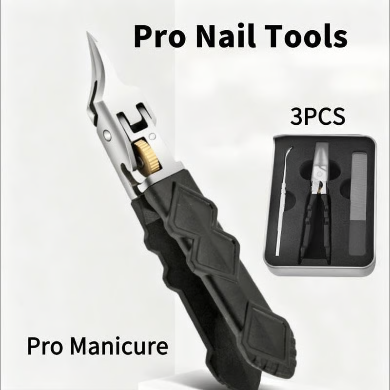 🔥 Flash Sale | Top Sellers Now 50% Off 🔥 Black Non-Slip Handle Gear Lock Nail Clipper Set