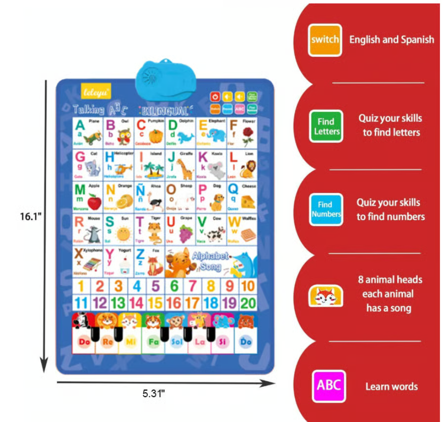 🔥 Flash Sale | Top Sellers Now 50% Off 🔥 English-Edged Audio Wall Chart Educational Toy - Fun Early Learning Audio Wall Chart for Kids