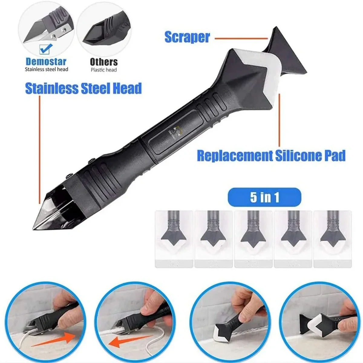 🔥Hot Seller | Low Stock Alert🔥 3-in-1 Stainless Steel Caulking Tool Set
