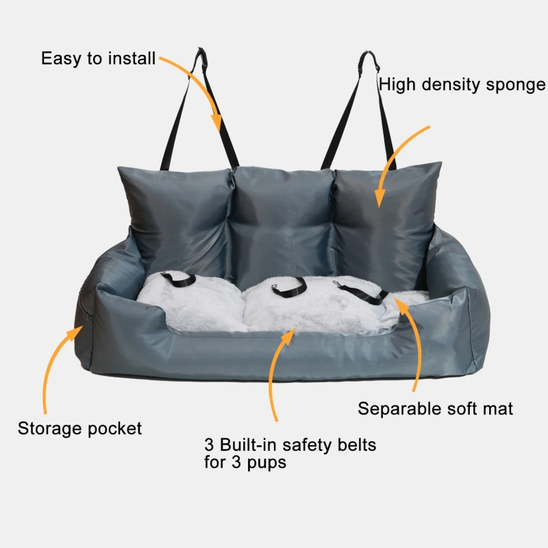 Travel Bolster Safety Large Dog Car Seat Bed for Cat Luxury Dog Beds Pet Backseat Cover Pet Seat Designer Dog Products