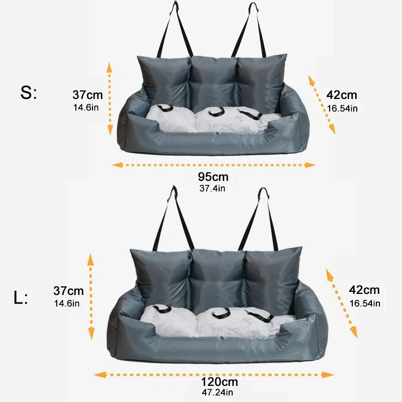 Travel Bolster Safety Large Dog Car Seat Bed for Cat Luxury Dog Beds Pet Backseat Cover Pet Seat Designer Dog Products