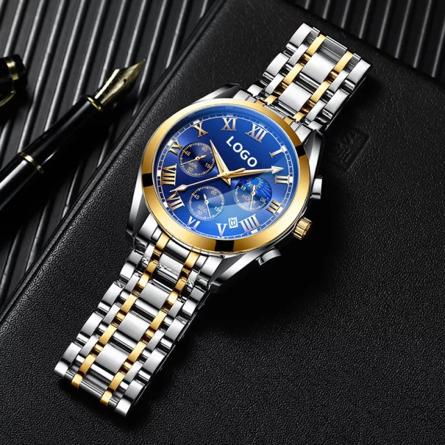 Fashion Brand Men's Watch with Stainless Steel Strap Three Small Dial Luxury Military Sport Wristwatch Quartz Watch Man