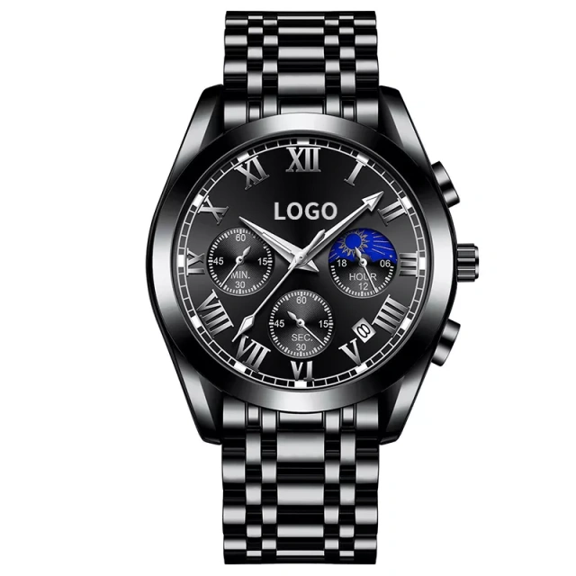 Fashion Brand Men's Watch with Stainless Steel Strap Three Small Dial Luxury Military Sport Wristwatch Quartz Watch Man