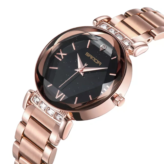 FREE SAMPLE Roman digital star dial petal cut mirror elegant all steel strap fashion watch