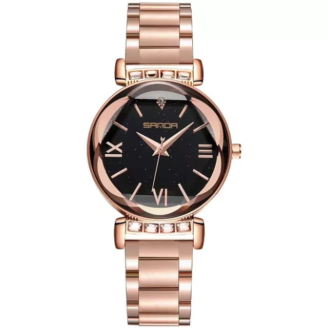 FREE SAMPLE Roman digital star dial petal cut mirror elegant all steel strap fashion watch